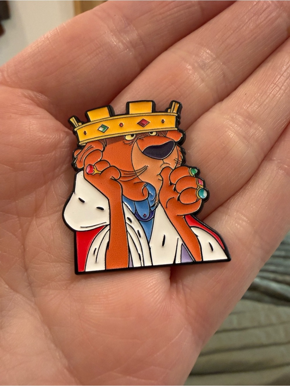 Disney Robin Hood inspired Prince John Sucking Thumb with Crown Enamel Pin